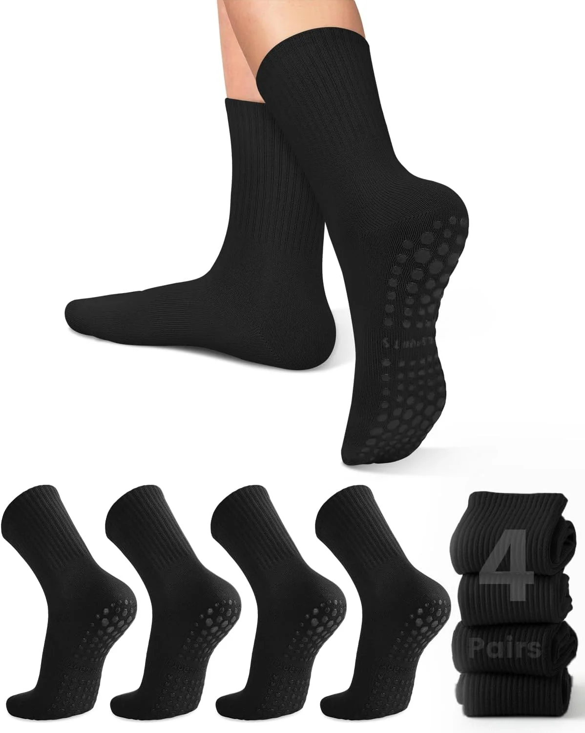 Pilates Yoga Grip Socks - 4 pairs of women's yoga socks,