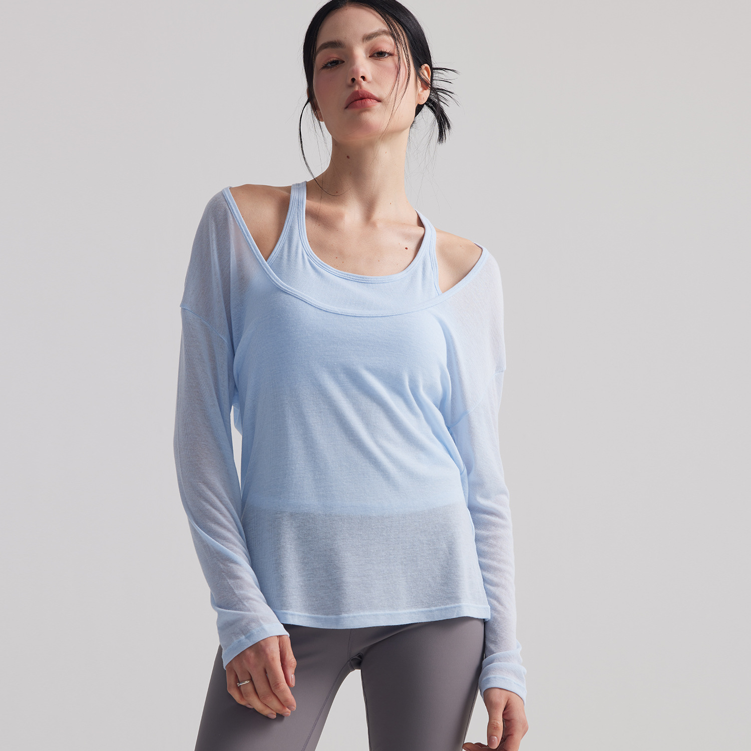 Women Loose Semi Sheer Long Sl - Pilates Yoga Gym review and price